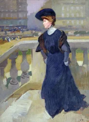 Madame Renoux sur les marches de l